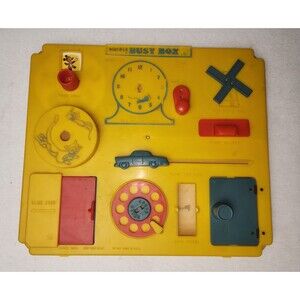 Vintage Kohner Busy Box Baby Activity Playpen Crib Toy Yellow #6051